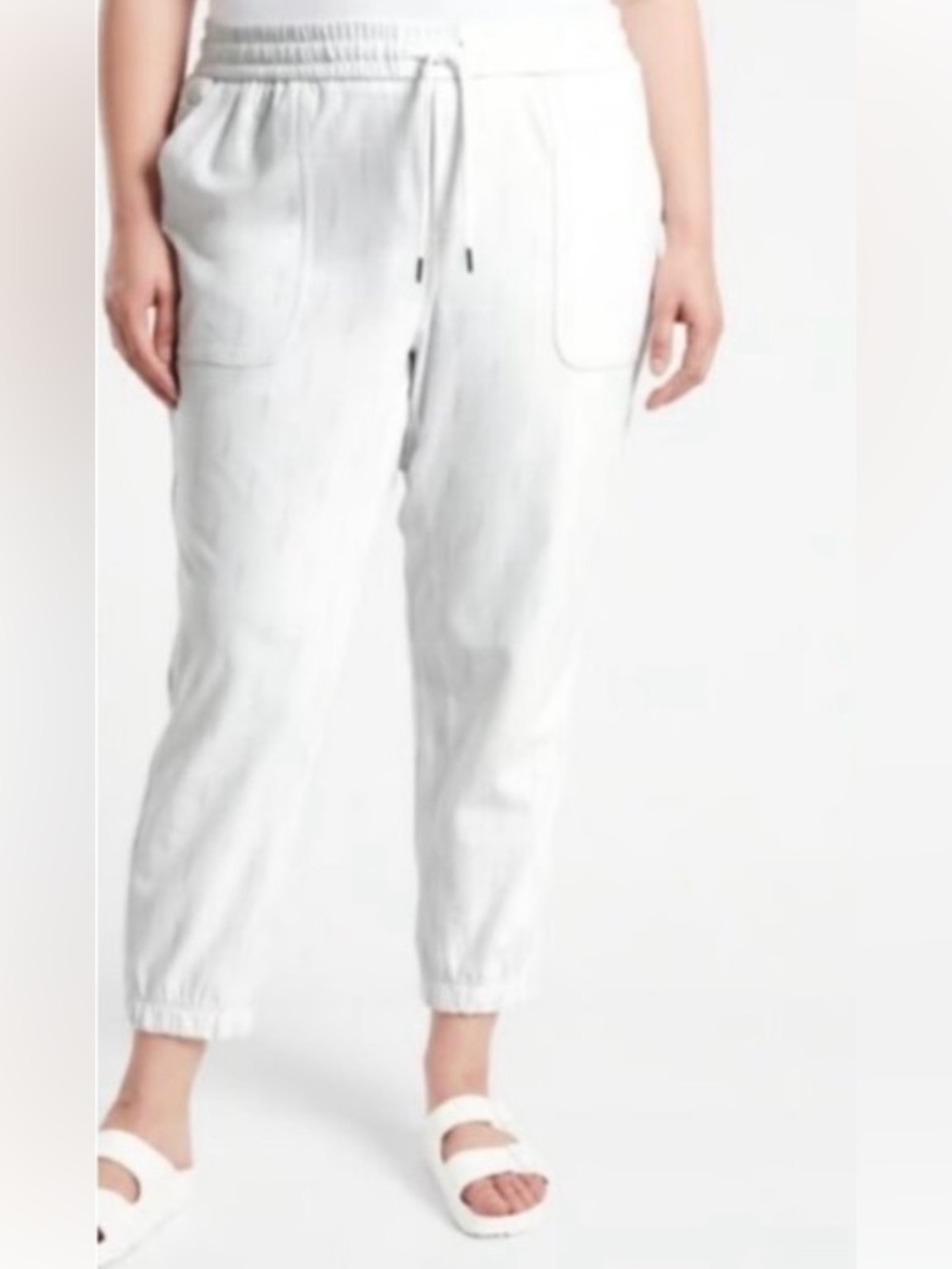 ATHLETA Farallon Jogger Size 26 Plus Pants White Gray Dots Loungewear 3X NEW